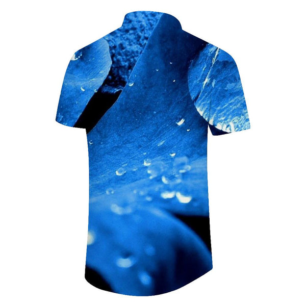 
Blue flower tropical Hawaiian button-down lapel short sleeve men's casual loose daily simple versatile shirt top
                