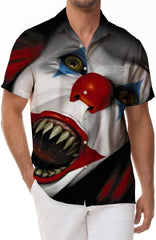 Amusement park funny evil short-sleeved shirt men's casual loose regular style Hawaiian short-sleeved shirt four seasons beach party