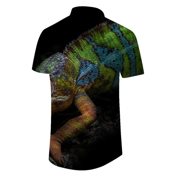 
Animal Chameleon Lizard Mens Hawaiian Shirt Short Sleeve Button Down Hawaiian Shirt With Pockets
                