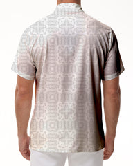 White pattern digital printing retro style Hawaiian tropical button lapel men's casual street daily