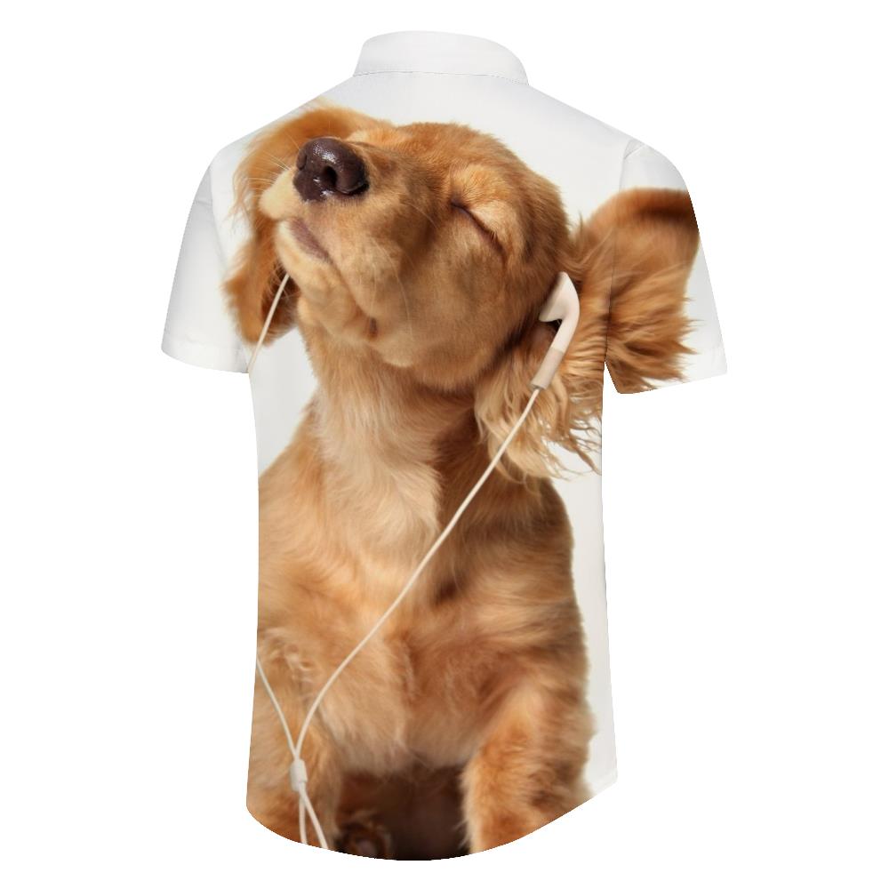 
Fun and stylish golden retriever puppy print pattern men's casual loose shirt pet button down hawaiian beach shirt
                