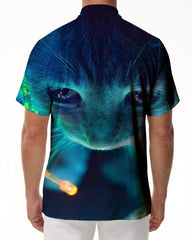 Men's Shirt Colorful Cat 3D Printed Shirt Casual Button Short Sleeve Shirt Fashion Summer Vacation Beach Shirt