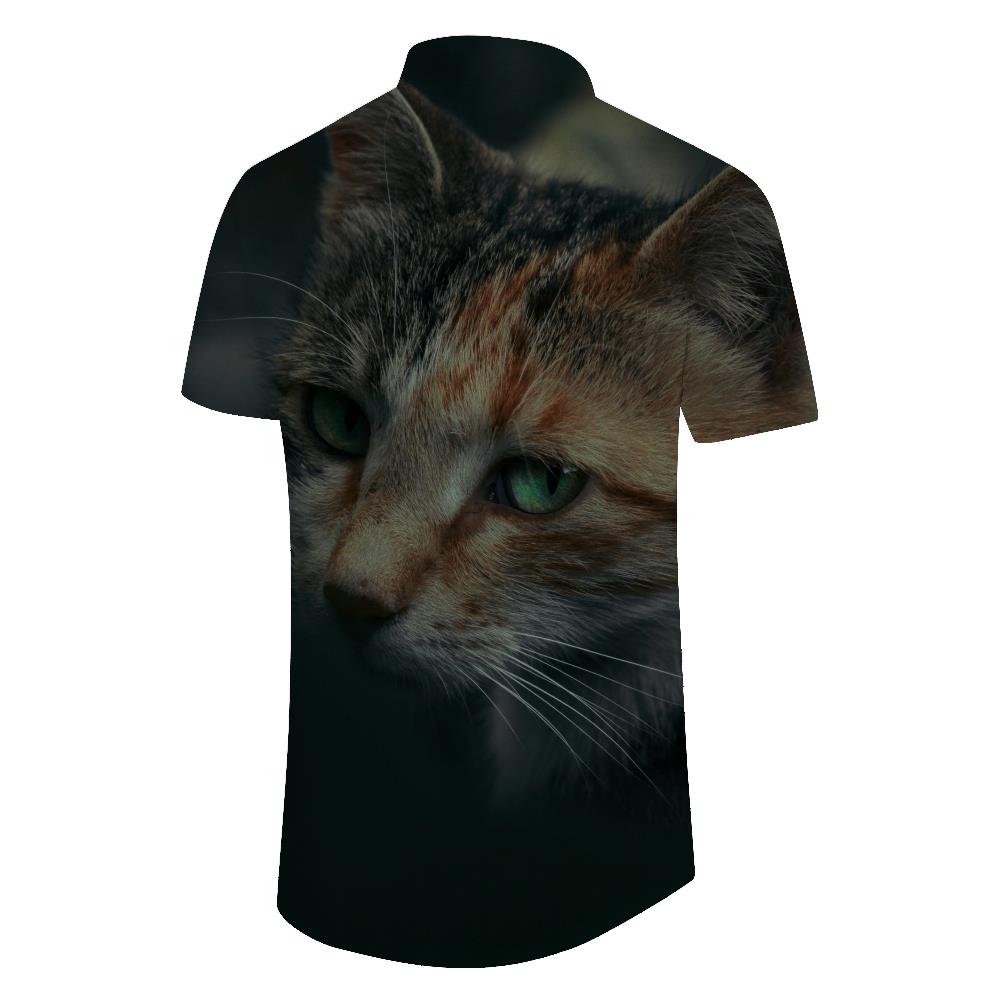 
Kitten in the Dark Hawaiian Button Lapel Pocket Short Sleeve Shirt Casual Loose Short Sleeve Shirt Men's
                