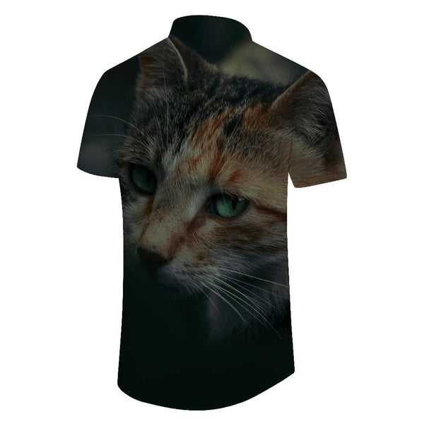 
Kitten in the Dark Hawaiian Button Lapel Pocket Short Sleeve Shirt Casual Loose Short Sleeve Shirt Men's
                