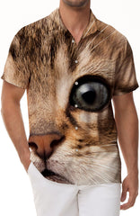 Curious Cat Mens Hawaiian Shirt Print Summer Beach Casual Short Sleeve Button Shirt Summer Beach Formal Shirt
