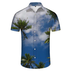 Tropical Beach Hawaiian Style Printed Pattern Men's Casual Loose Regular Fit Short Sleeve Shirt