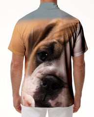 British Bulldog Men's Casual Loose Tropical Hawaiian Lapel Button-Down Short Sleeve Tropical Summer Beach Short Sleeve Shirt