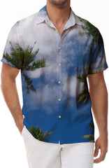 Tropical Beach Hawaiian Style Printed Pattern Men's Casual Loose Regular Fit Short Sleeve Shirt