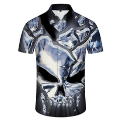 Abstract skull men's casual loose Hawaiian style vacation beach suitable for summer outdoor daily travel