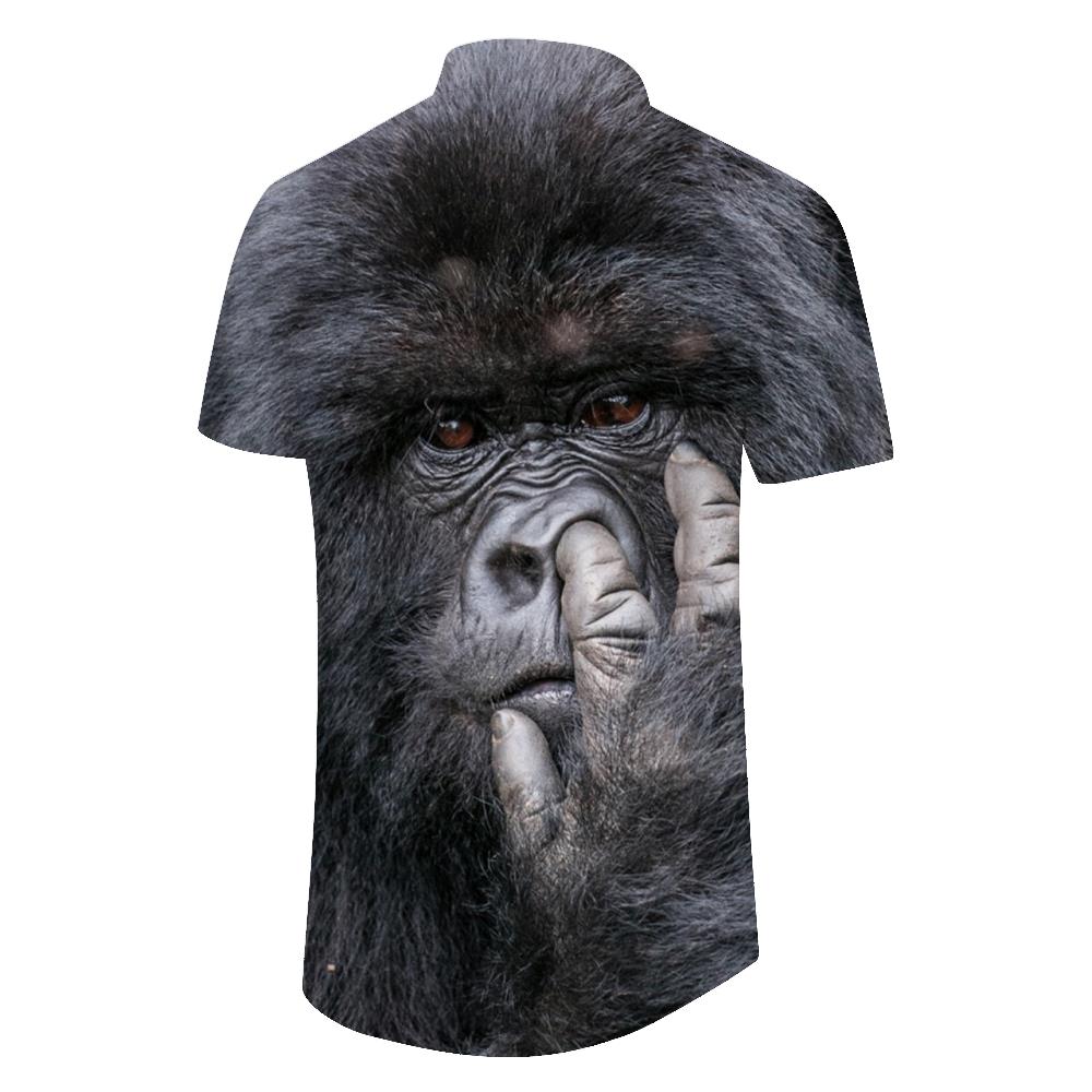 
Animal Orangutan Face Creative Lapel Button Short Sleeve Breathable Shirt Casual Men Summer Fashion Hawaiian Short Sleeve Shirt Vacation
                
