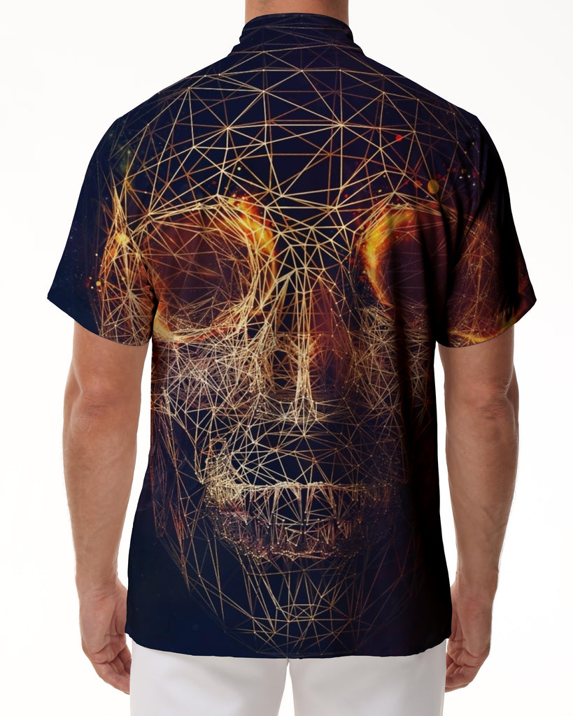 
AI design skeleton tropical summer short-sleeved shirt men's casual style loose fashion breathable short-sleeved shirt Hawaii
                