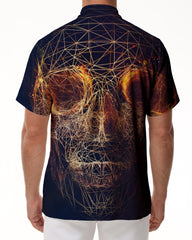 AI design skeleton tropical summer short-sleeved shirt men's casual style loose fashion breathable short-sleeved shirt Hawaii