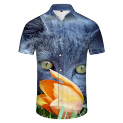 Hawaiian Shirt Cat Animal Casual Vacation Loose Simple Style Men's Summer Beach Print Short Sleeve Button Shirt
