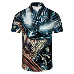Fashion Venom Printed Short Sleeve Men Summer Lapel Tops Men Casual Fashion Shirt Clothing Fashion Trend Streetwear