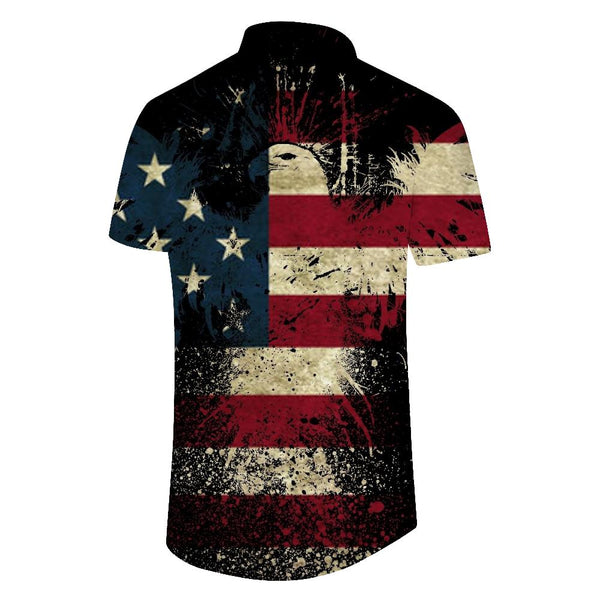 
Mens American Flag Shirt, July 4th Patriotic Short Sleeve Casual Shirt
                