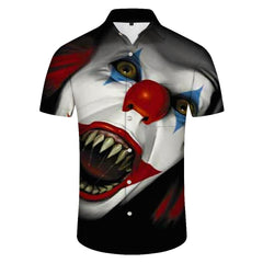 Amusement park funny evil short-sleeved shirt men's casual loose regular style Hawaiian short-sleeved shirt four seasons beach party