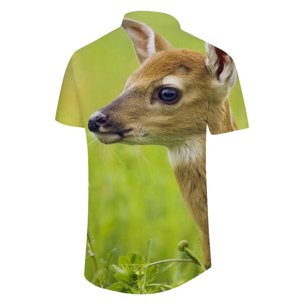 
Nature Fawn Animal Print Men's Hawaiian Shirt Button-Down Casual Short Sleeve Shirt Outfit Perfect for Summer Beach Tropical Vacation
                