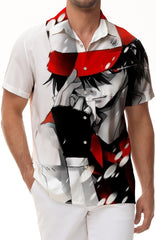 Japanese cartoon anime men's casual loose short-sleeved 3D digital printing pattern cool fashion short-sleeved shirt