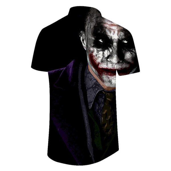 
Black Cool Clown Fashion Summer Men's Short Sleeve Beach Shirt Versatile 3D Printed Casual Shirt Fashion Street Trend Men's Tops
                