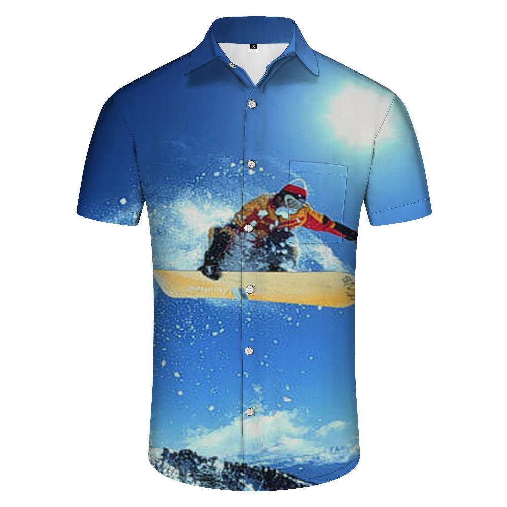
Exciting Snowboard Pattern Fashion Cool Print Hawaiian Shirt Men's Summer Beach Casual Short Sleeve Shirt Button Closure
                