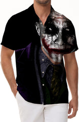 Black Cool Clown Fashion Summer Men's Short Sleeve Beach Shirt Versatile 3D Printed Casual Shirt Fashion Street Trend Men's Tops