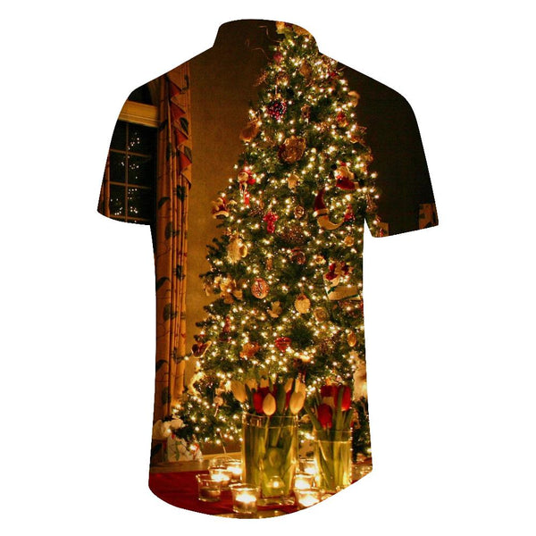 
Fun Christmas Printed Pattern Casual Men's Loose Vacation Beach Tropical Hawaiian Lapel Button-Down Short Sleeve Shirt
                