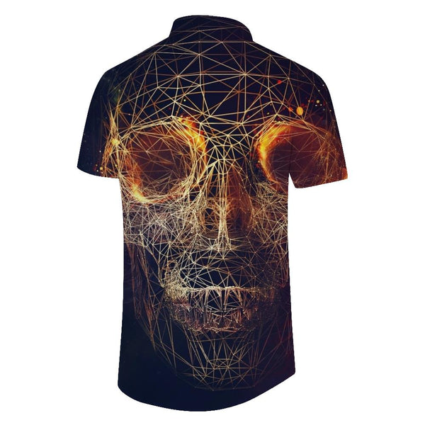 
AI design skeleton tropical summer short-sleeved shirt men's casual style loose fashion breathable short-sleeved shirt Hawaii
                