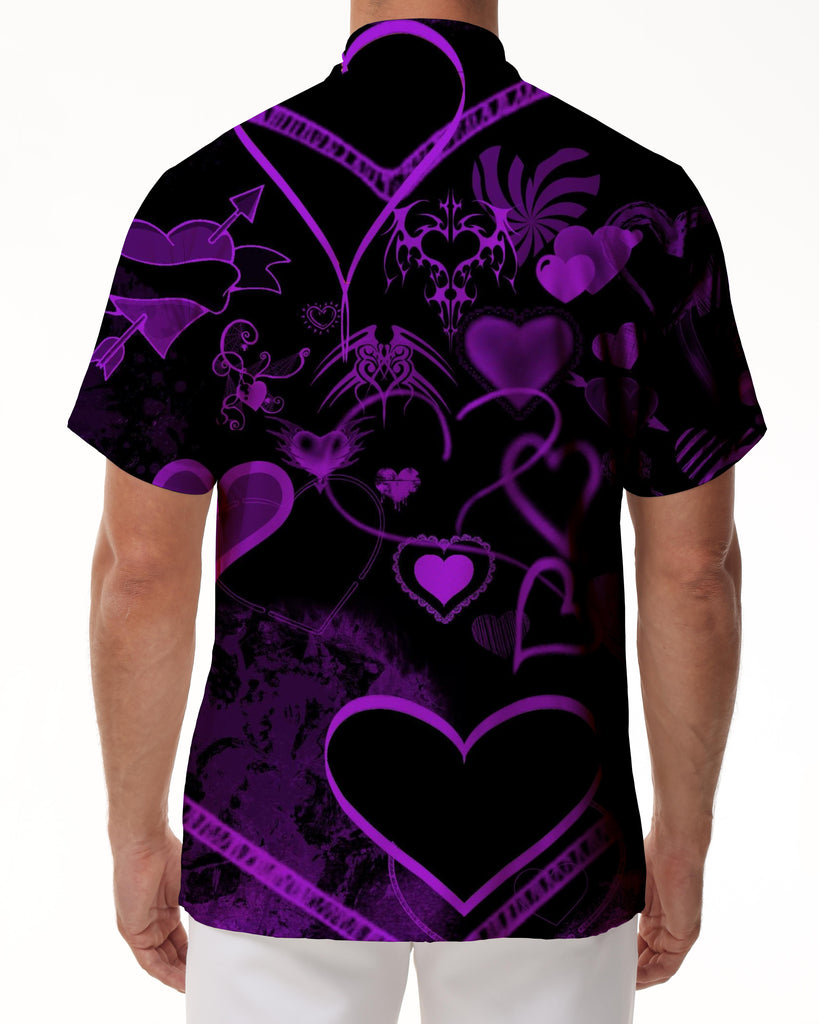 
Purple Love Art Print Pattern Men's Loose Casual Short Sleeve Pattern Cool Fashion Shirt Short Sleeve
                