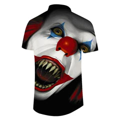 Amusement park funny evil short-sleeved shirt men's casual loose regular style Hawaiian short-sleeved shirt four seasons beach party