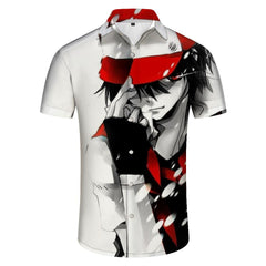 Japanese cartoon anime men's casual loose short-sleeved 3D digital printing pattern cool fashion short-sleeved shirt