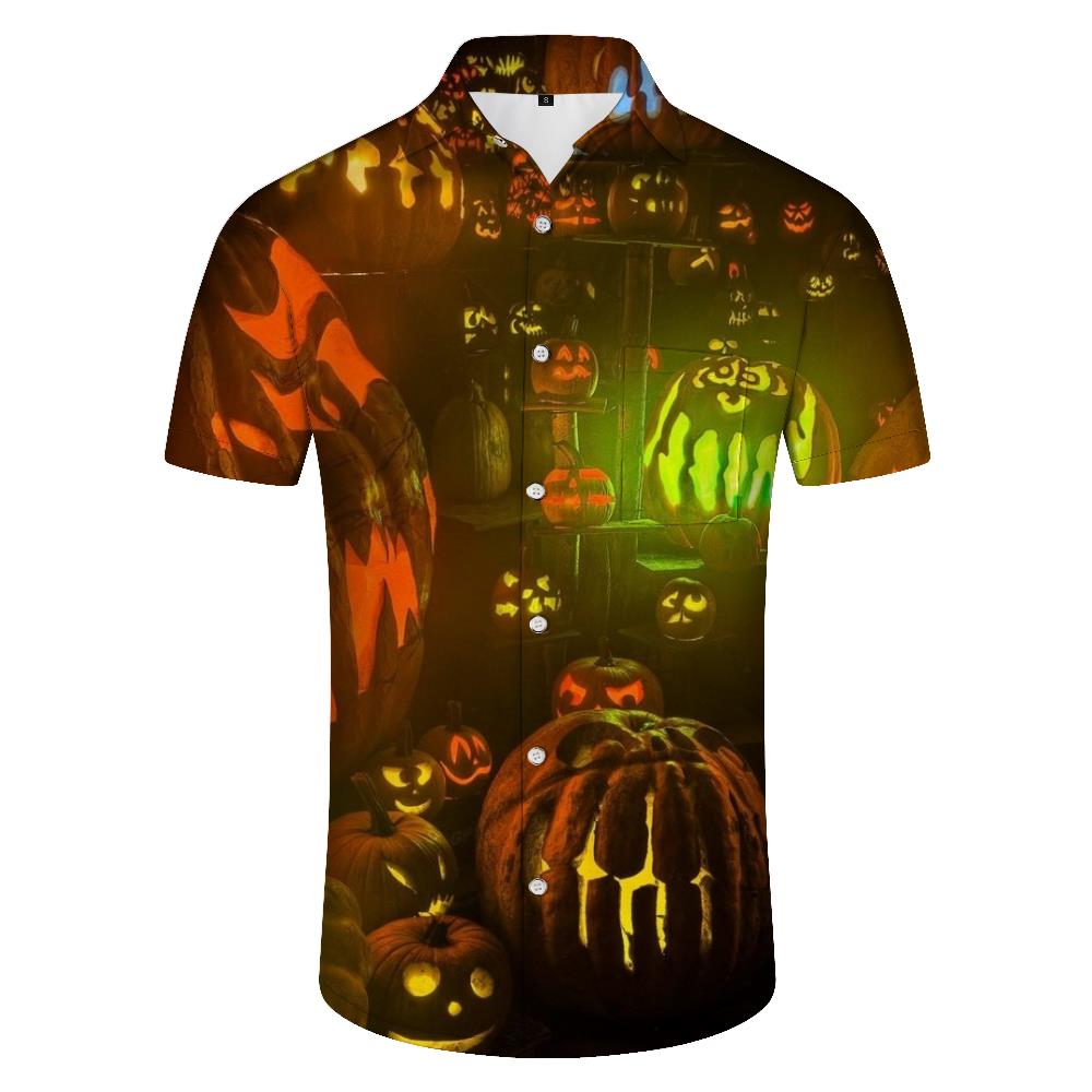 
Funny Pumpkin Head Men's Shirt 3d Printed Pattern Men Loose Summer Casual Short Sleeve Beach Party Hawaii
                