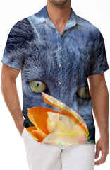 Hawaiian Shirt Cat Animal Casual Vacation Loose Simple Style Men's Summer Beach Print Short Sleeve Button Shirt