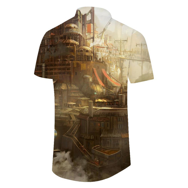 
Abstract Sky Castle Mens Hawaiian Shirt Short Sleeve Button Casual Shirt for Summer Beach
                