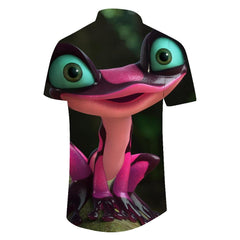 Abstract pink cartoon animal print pattern shirt Hawaiian four seasons button men's loose short sleeve beach casual tops shirt
