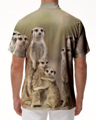 Meerkat Animal Mens Hawaiian Tropical Cool Fashion Simple Style Casual Button Short Sleeve Tropical Summer Beach Shirt Short Sleeve