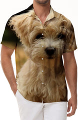 Maltese Dog Fashion Designer Mens Shirt Graphic Print Short Sleeve Button Shirt Summer Tops