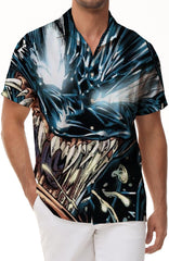 Fashion Venom Printed Short Sleeve Men Summer Lapel Tops Men Casual Fashion Shirt Clothing Fashion Trend Streetwear