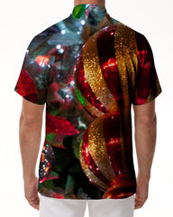Christmas 3D Printed Snowflake Casual Short Sleeve Loose Men's Fashion Personality Short Sleeve Shirt