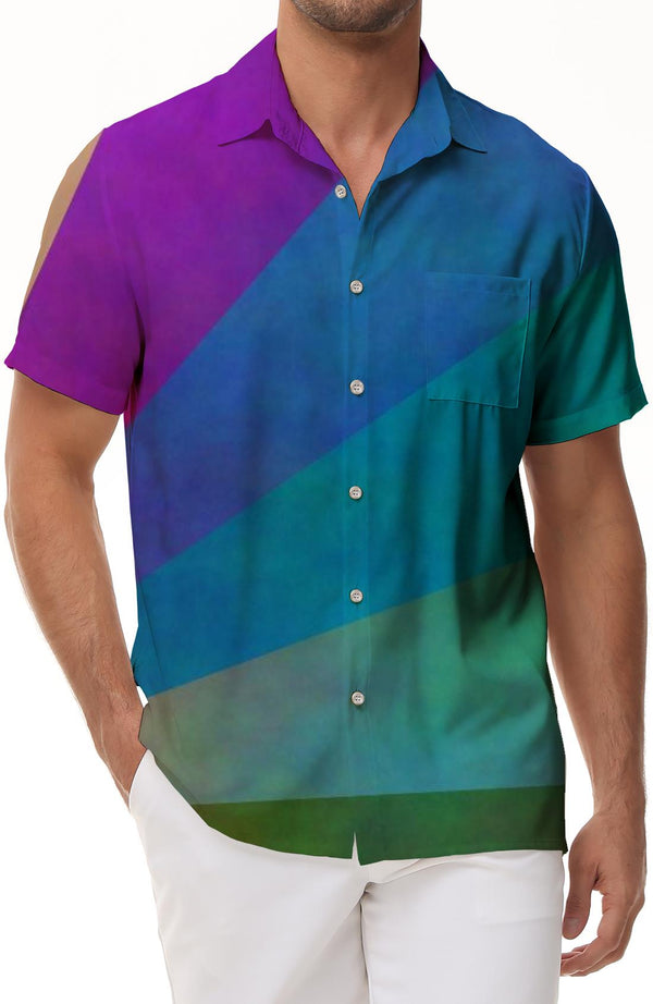 Bangladesh Rainbow Flag Mens Short Sleeve Shirt Casual Button Shirt Summer Tops with Pocket Button