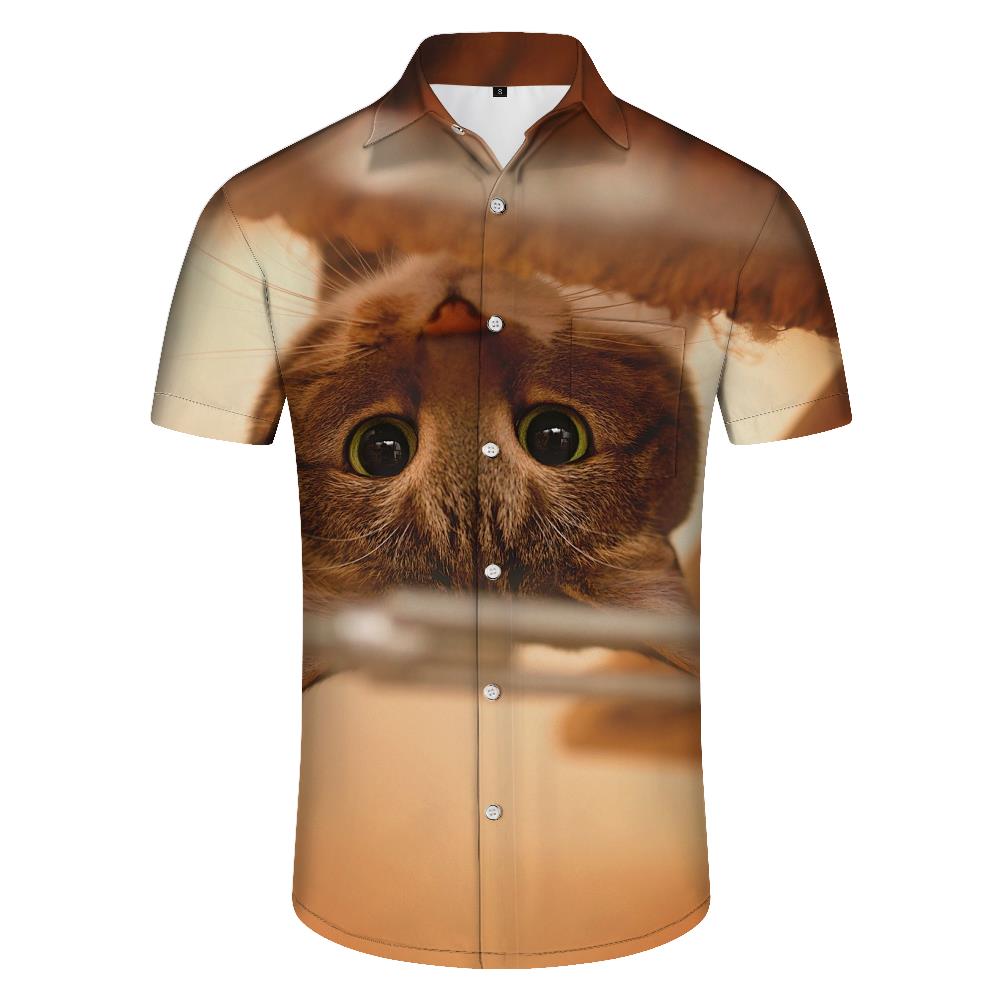 
Cat Print Men's Short Sleeve Hawaiian Shirt Casual Button-Up Vacation Beach Party Shirt with Funky Animal Print
                