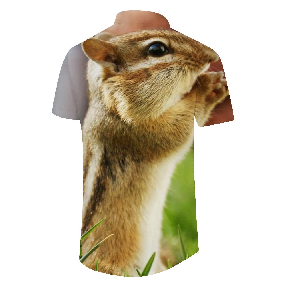 
Gray Squirrel Animal Casual Button-Down Lapel Hawaiian Shirt Summer Tropical Beach Men's Short Sleeve Shirt Fun
                
