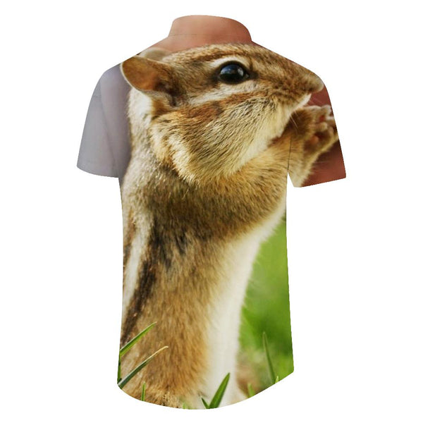 
Gray Squirrel Animal Casual Button-Down Lapel Hawaiian Shirt Summer Tropical Beach Men's Short Sleeve Shirt Fun
                