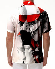 Japanese cartoon anime men's casual loose short-sleeved 3D digital printing pattern cool fashion short-sleeved shirt
