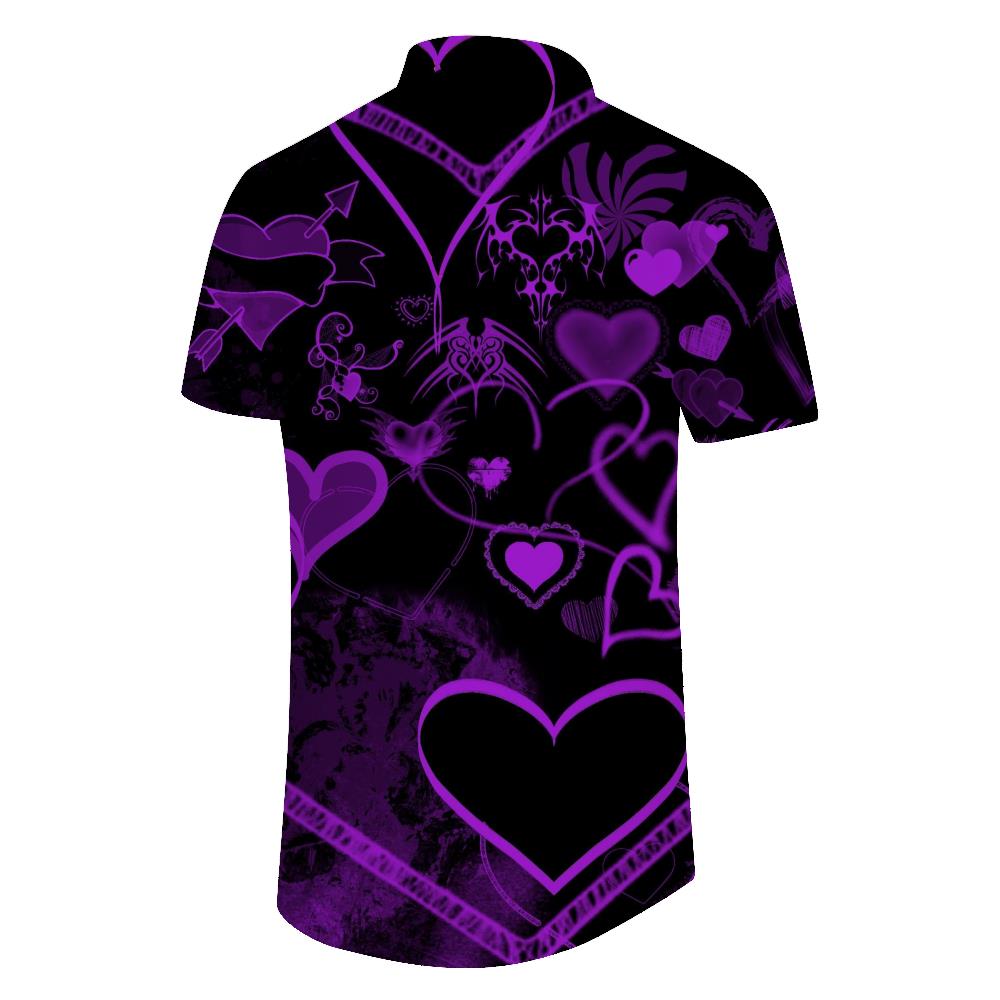 
Purple Love Art Print Pattern Men's Loose Casual Short Sleeve Pattern Cool Fashion Shirt Short Sleeve
                