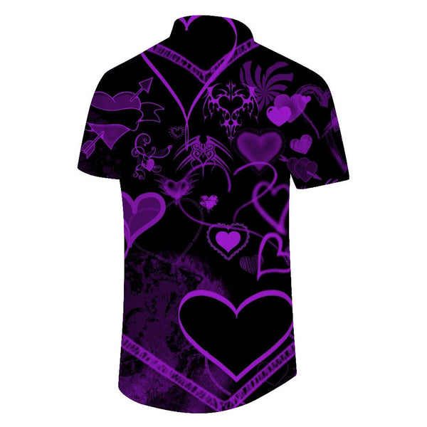 
Purple Love Art Print Pattern Men's Loose Casual Short Sleeve Pattern Cool Fashion Shirt Short Sleeve
                