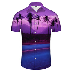 Summer Men's Hawaiian Shirt Coconut Tree 3D Printed Short Sleeve Clothing Casual Beach Shirt Men