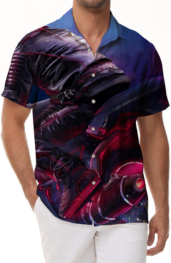 Beach Fun Cool 3D Digital Printing Pattern Men's Casual Loose Polyester Short Sleeve Shirt Hawaiian Tropical Rain Short Sleeve Shirt Seaside