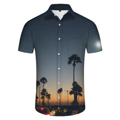 Hawaiian Men's Beach Short Sleeve Tropical Print Floral Hawaiian Polyester Regular Fit Casual Shirt