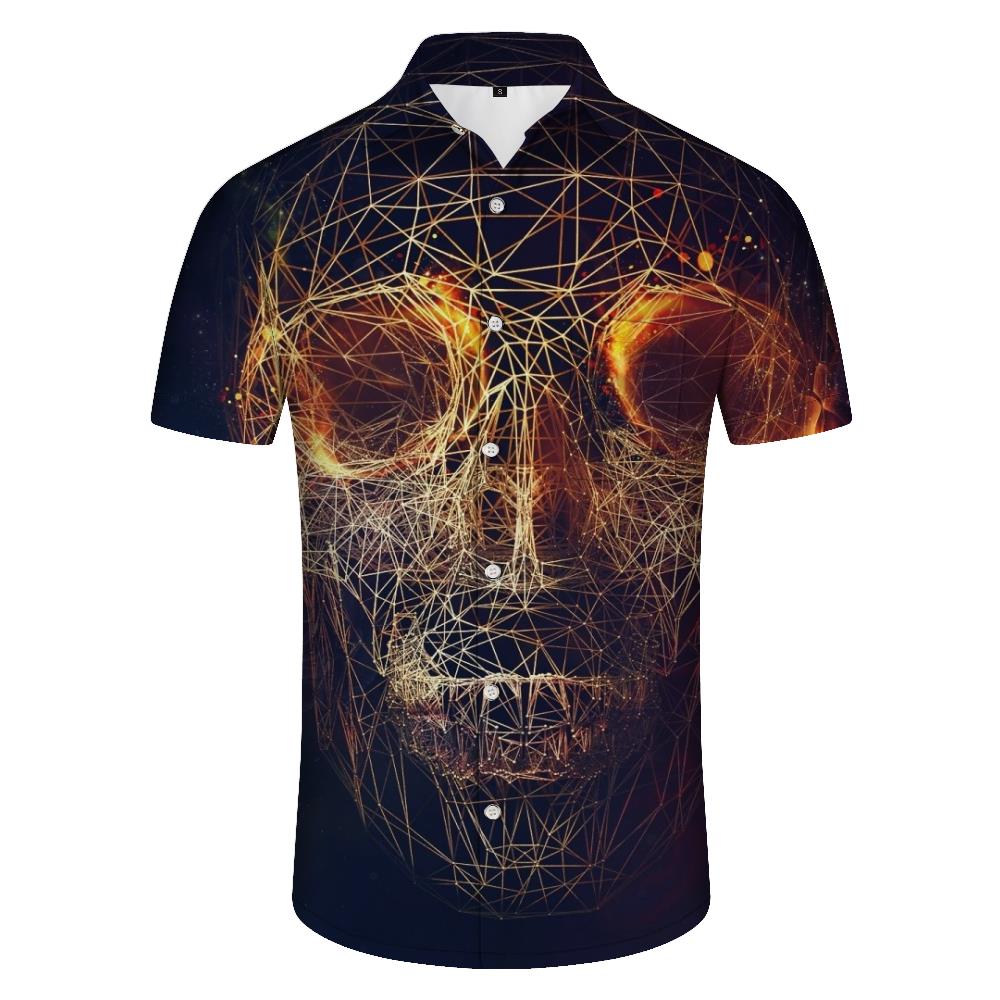 
AI design skeleton tropical summer short-sleeved shirt men's casual style loose fashion breathable short-sleeved shirt Hawaii
                
