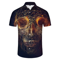 AI design skeleton tropical summer short-sleeved shirt men's casual style loose fashion breathable short-sleeved shirt Hawaii